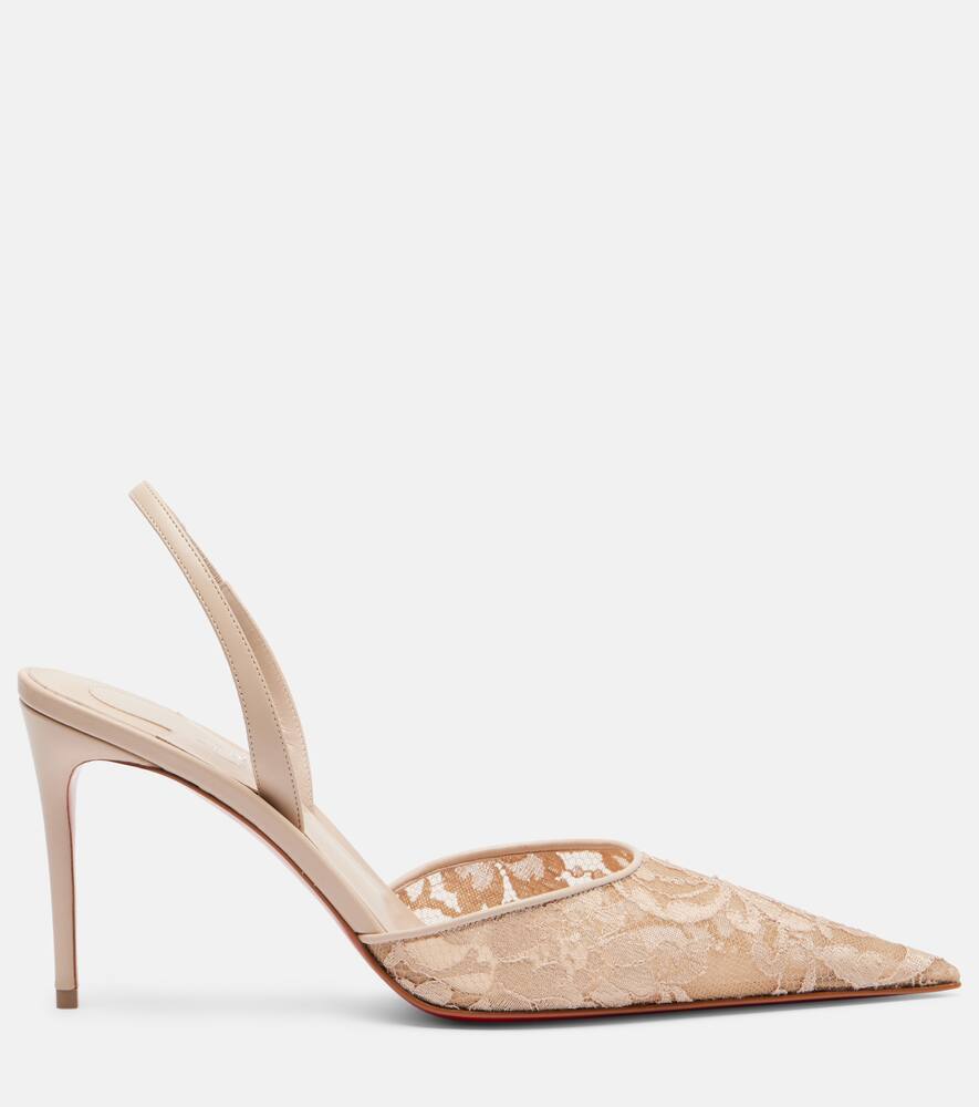 Лаковые лодочки на шлейке Christian Louboutin, Beige/Pearl/Lin Pearl — фото 4