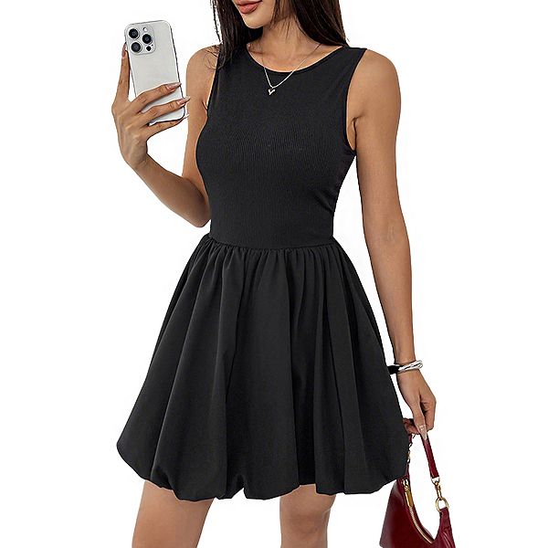 

Женское летнее мини-платье с ребристым воротником-гольф и открытой спиной Clearflower