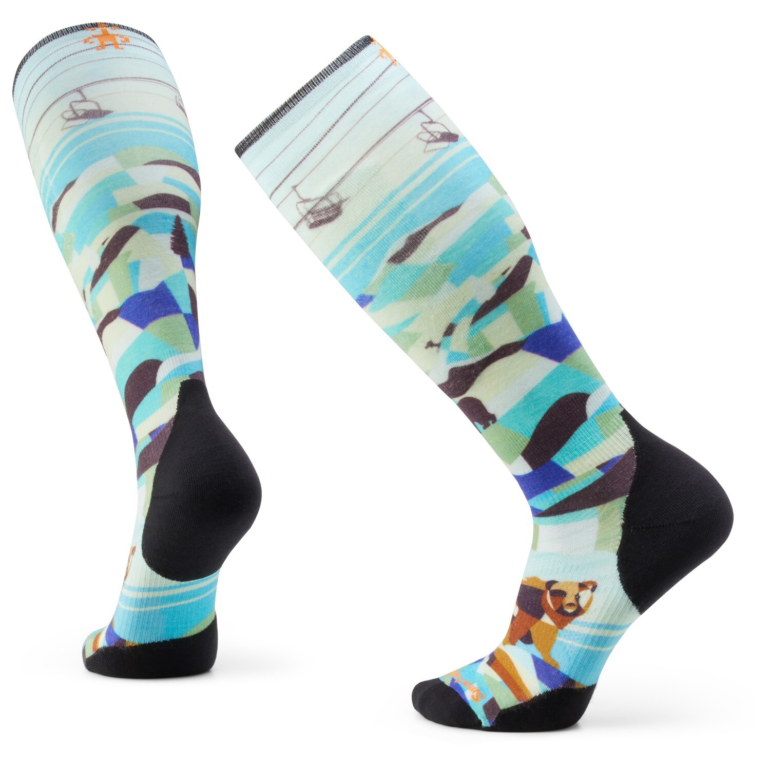 

Лыжные носки Smartwool Ski Targeted Cushion Bear Country Print OTC, цвет Capri