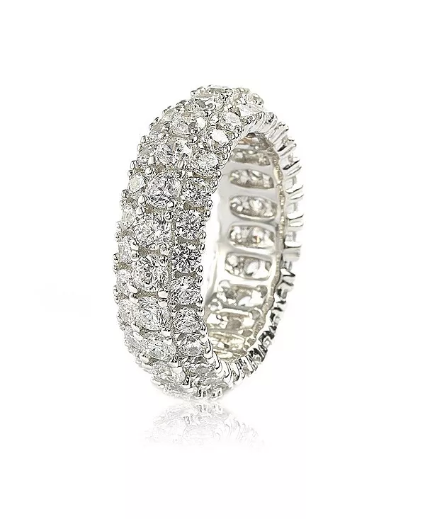 

Кольцо Suzy Levian из стерлингового серебра с тремя рядами белых кубических цирконий Suzy Levian New York, white