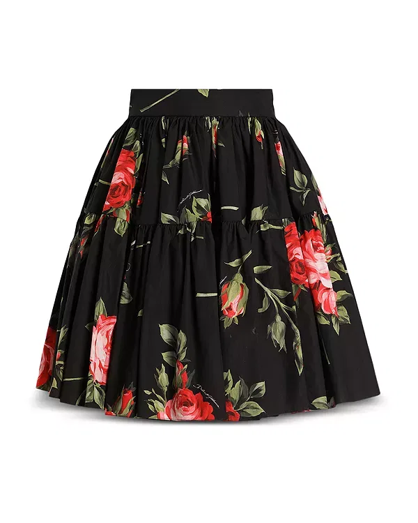 Женская юбка с принтом Rose Bouquet Print Dolce & Gabbana, Black Print — фото 4