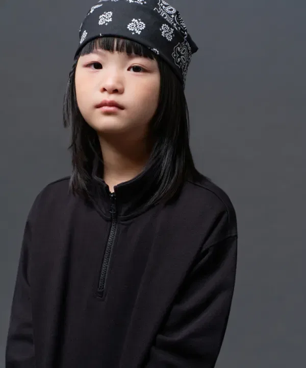 Свитшот оверсайз с полузастежкой, Musinsa Standard Kids, черный
