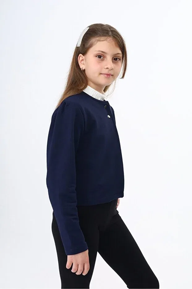 Детское платье-кардиган для девочек хлопковое Toontoy, Navy Blue — фото 2