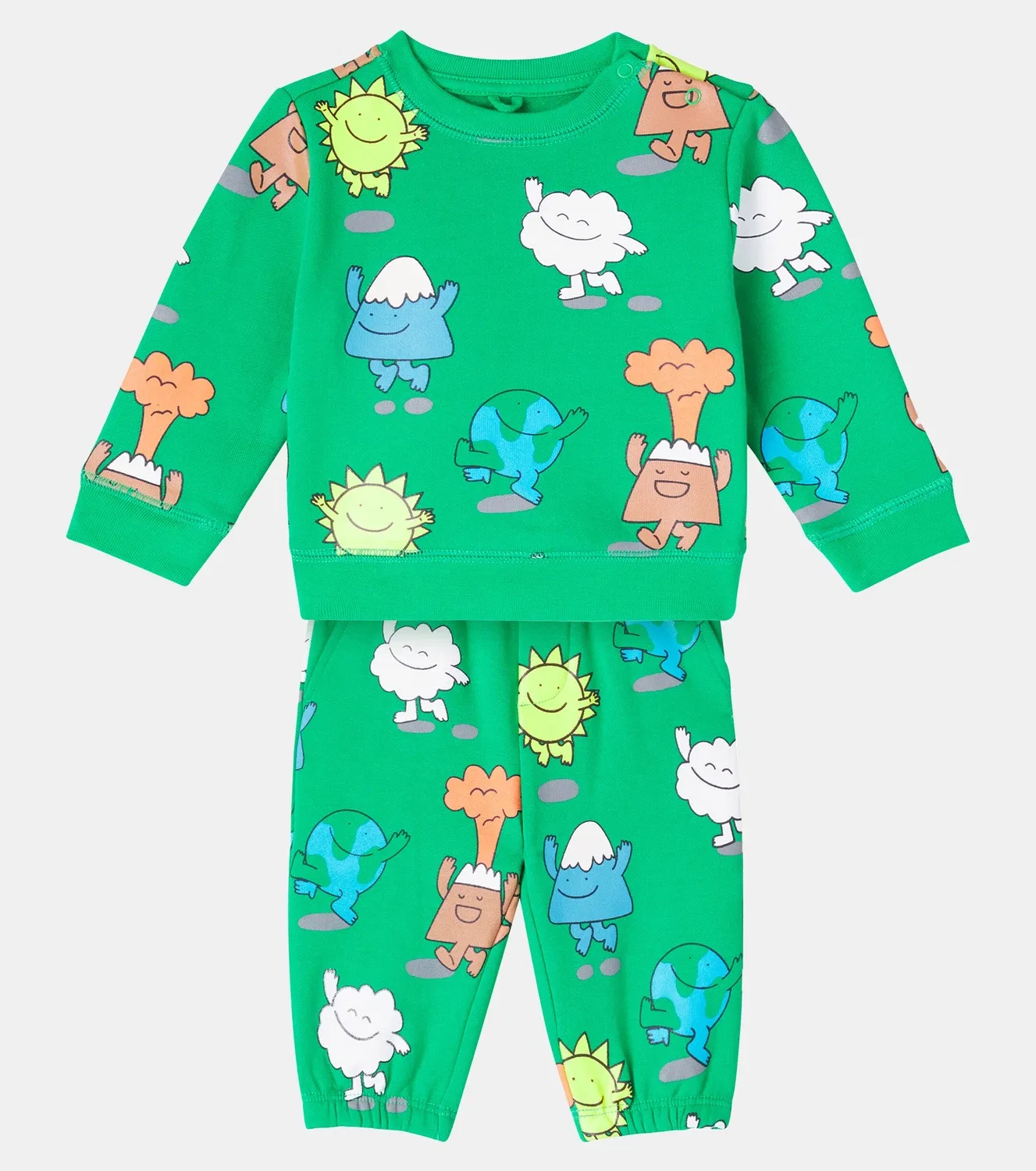 Комплект из футера с принтом Baby Heart Stella Mccartney Kids, зеленый — фото 2