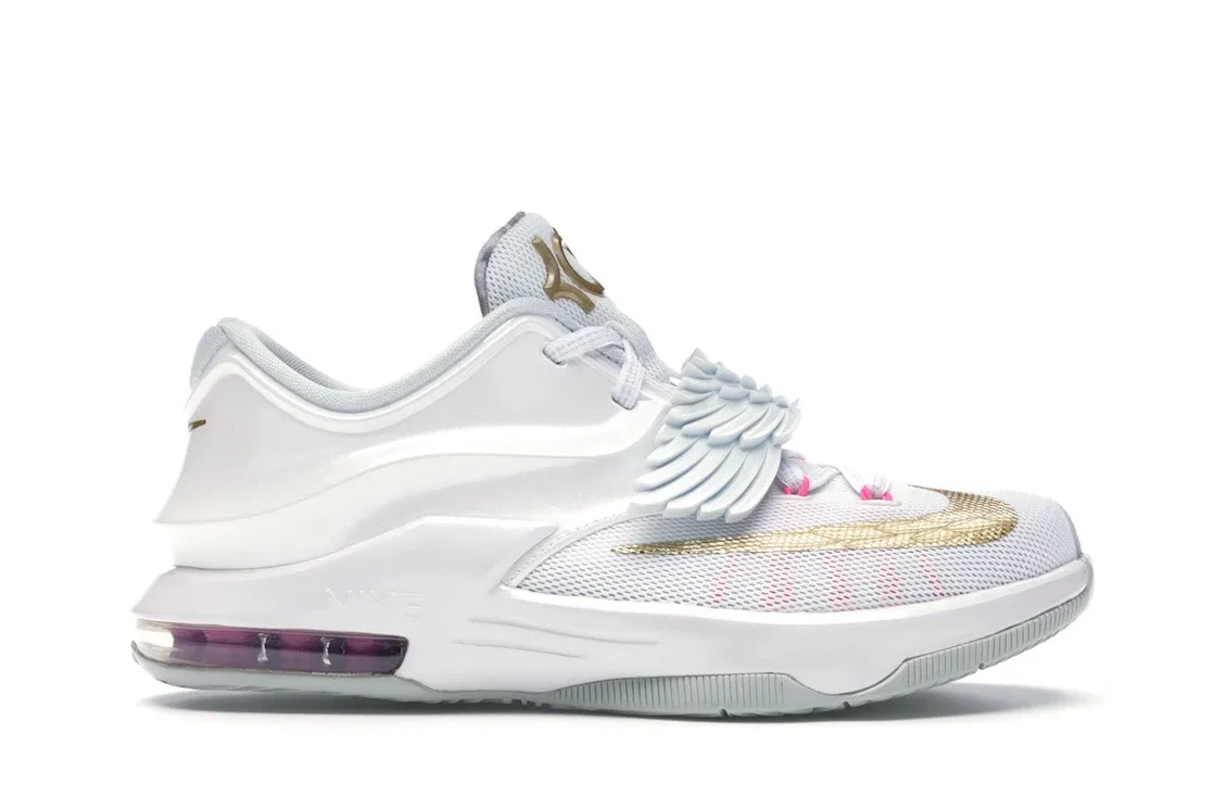 Детские кроссовки для мальчиков Nike KD 7, White/Metallic Gold-Pink-Pow-Pure-Platinum
