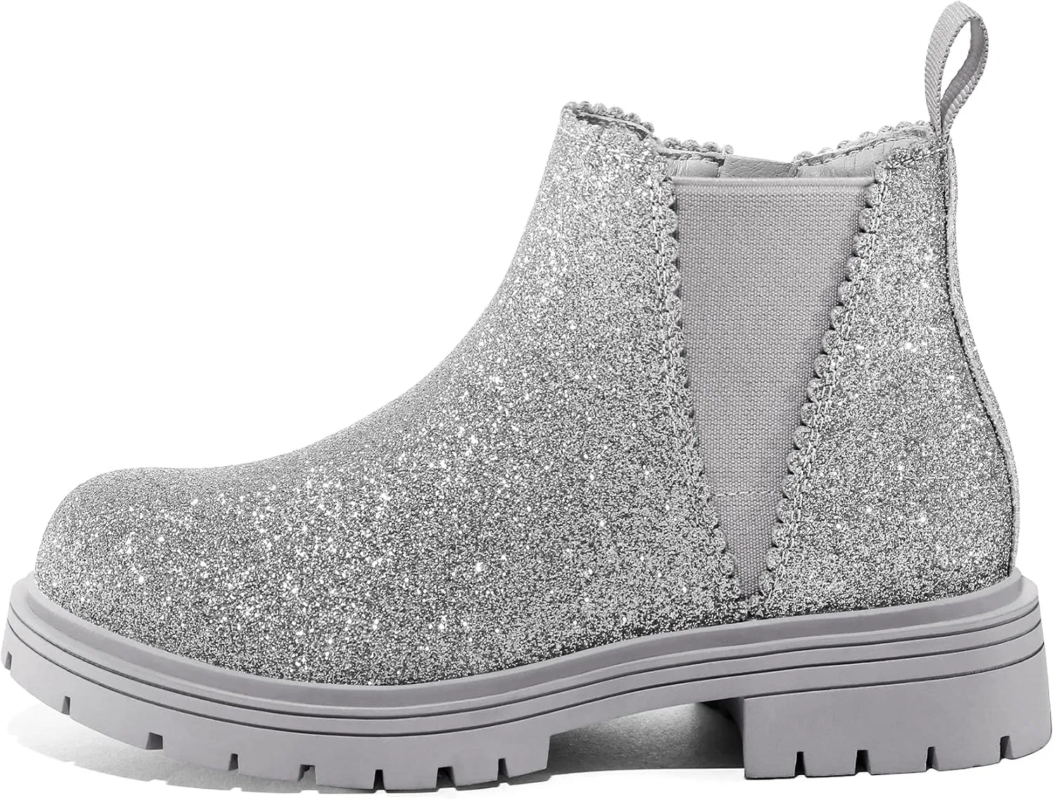 Детские ботинки для девочек с боковой молнией Chelsea K KomForme, Silver Glitter — фото 2