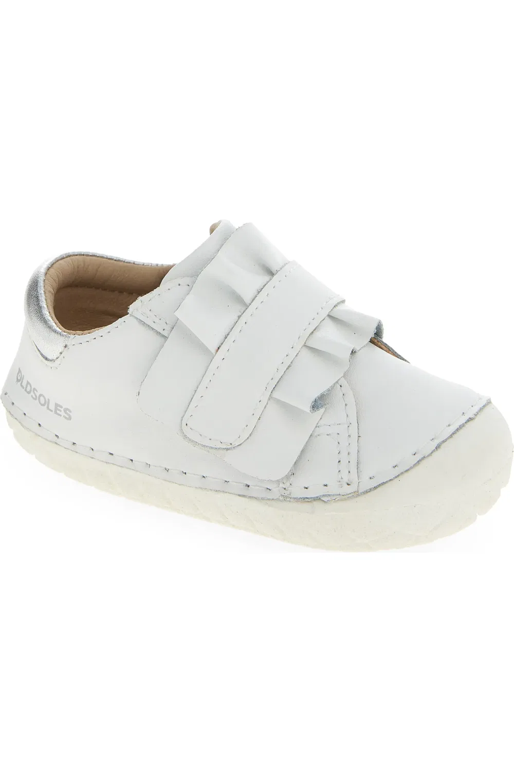 Детские кроссовки с рюшами Ruffle Strap Leather Sneaker OLD SOLES, Snow/Silver