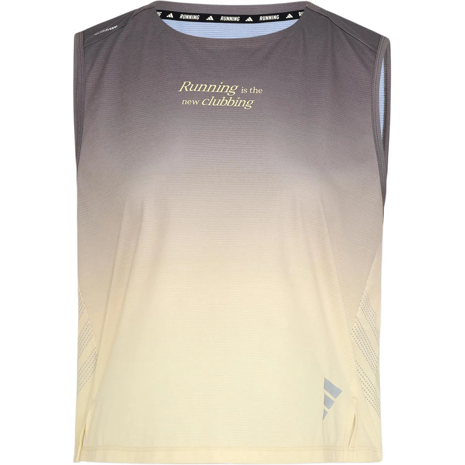 Топ-майка с круглым вырезом, модель Tank, Adidas, Charcoal Gray/Yellow/Dark Silver Gray