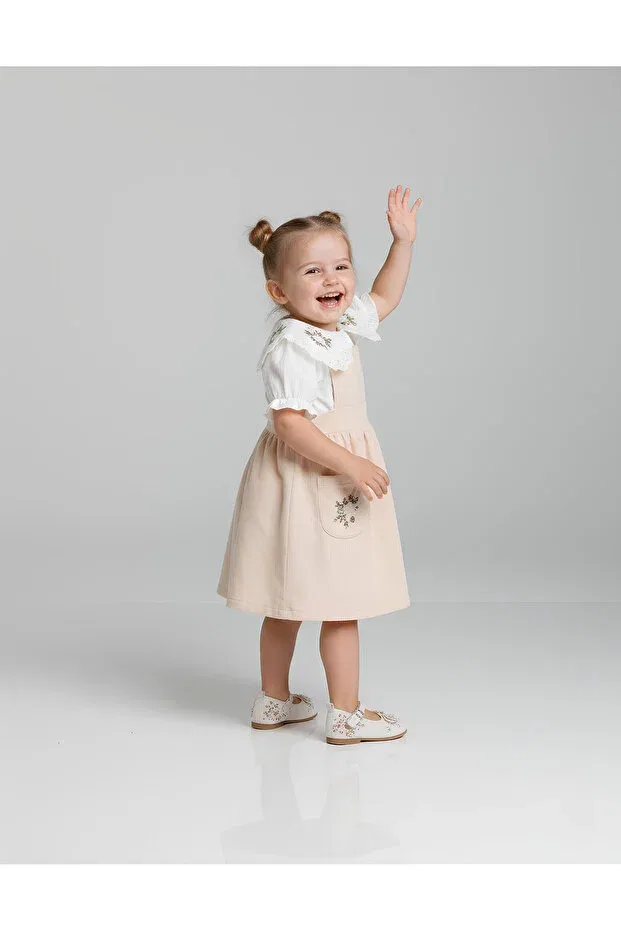 Детский комплект для девочек с цветочной вышивкой Lumia Baby, Ecru — фото 2