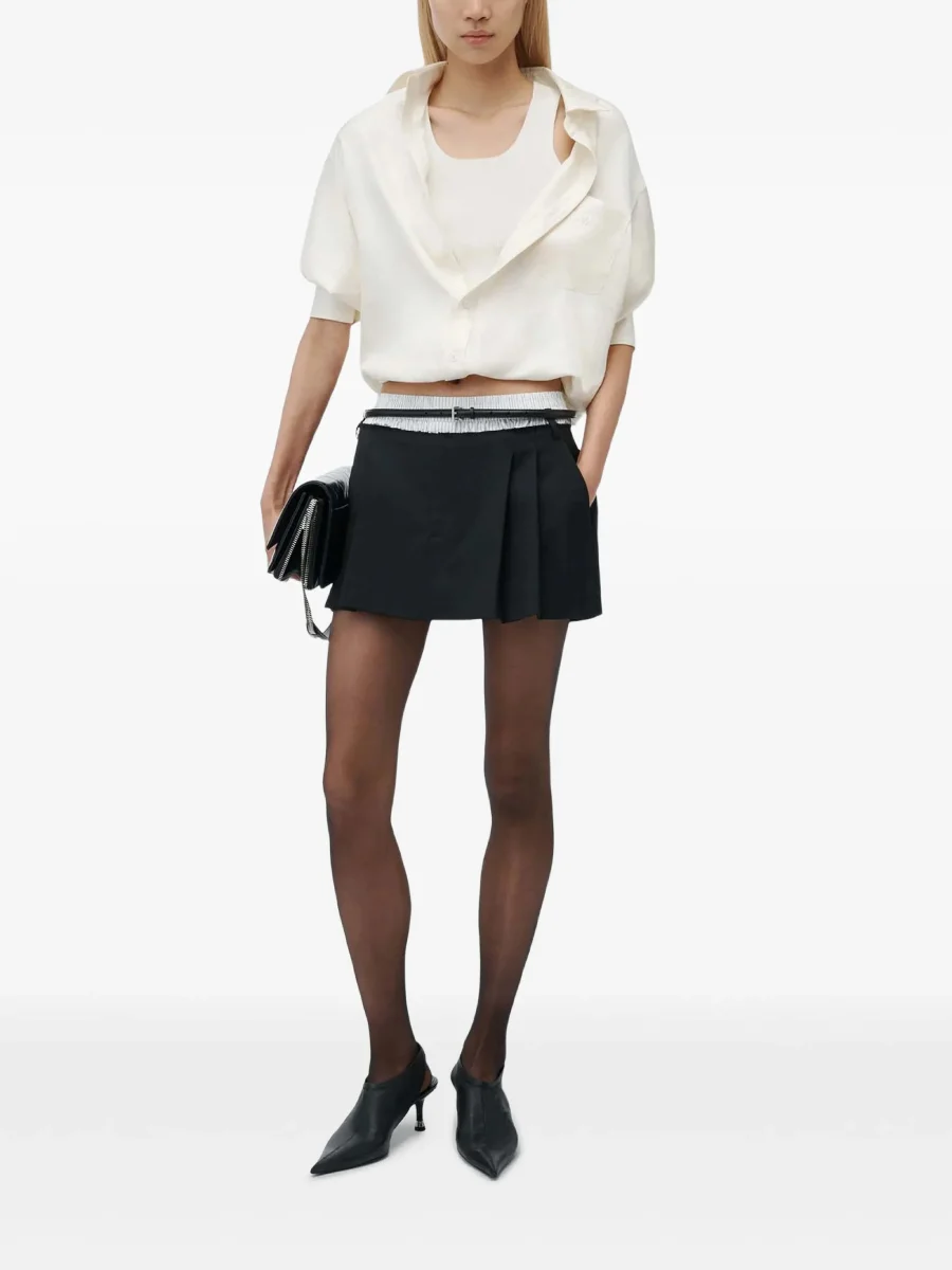 Юбка-шорты Alexander Wang с поясом, черный/белый