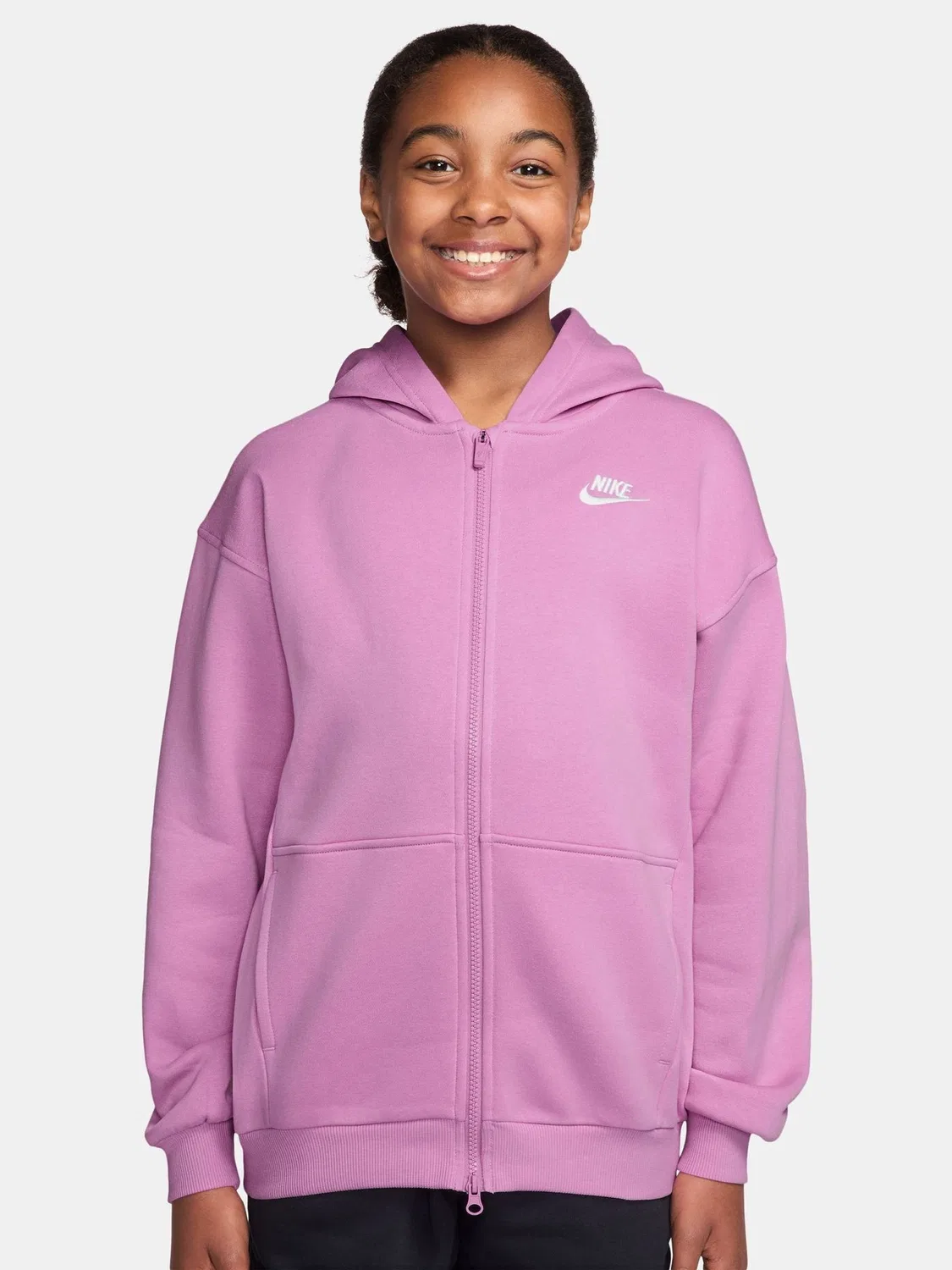Толстовка оверсайз Nike College Club Fleece, Magenta Pink