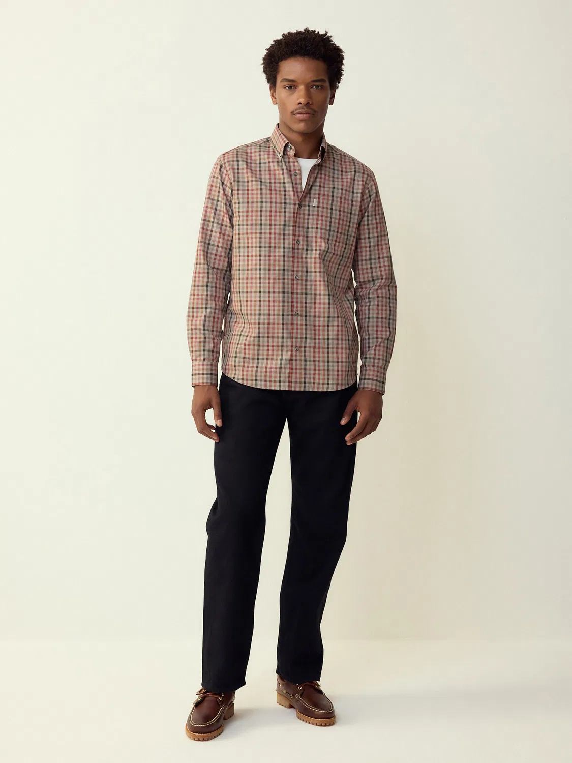 Рубашка оксфорд Regular Fit Neutral Gingham Next, Нейтральная гингем — фото 2