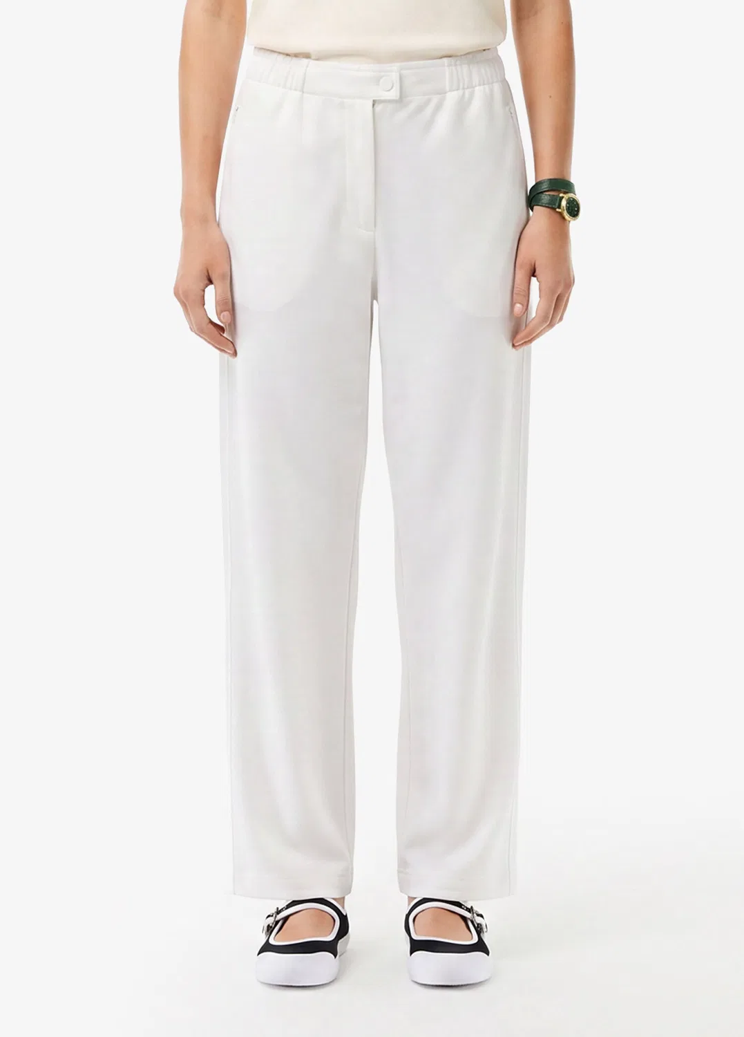 Брюки женские Lacoste Relaxed Fit, белые — фото 3