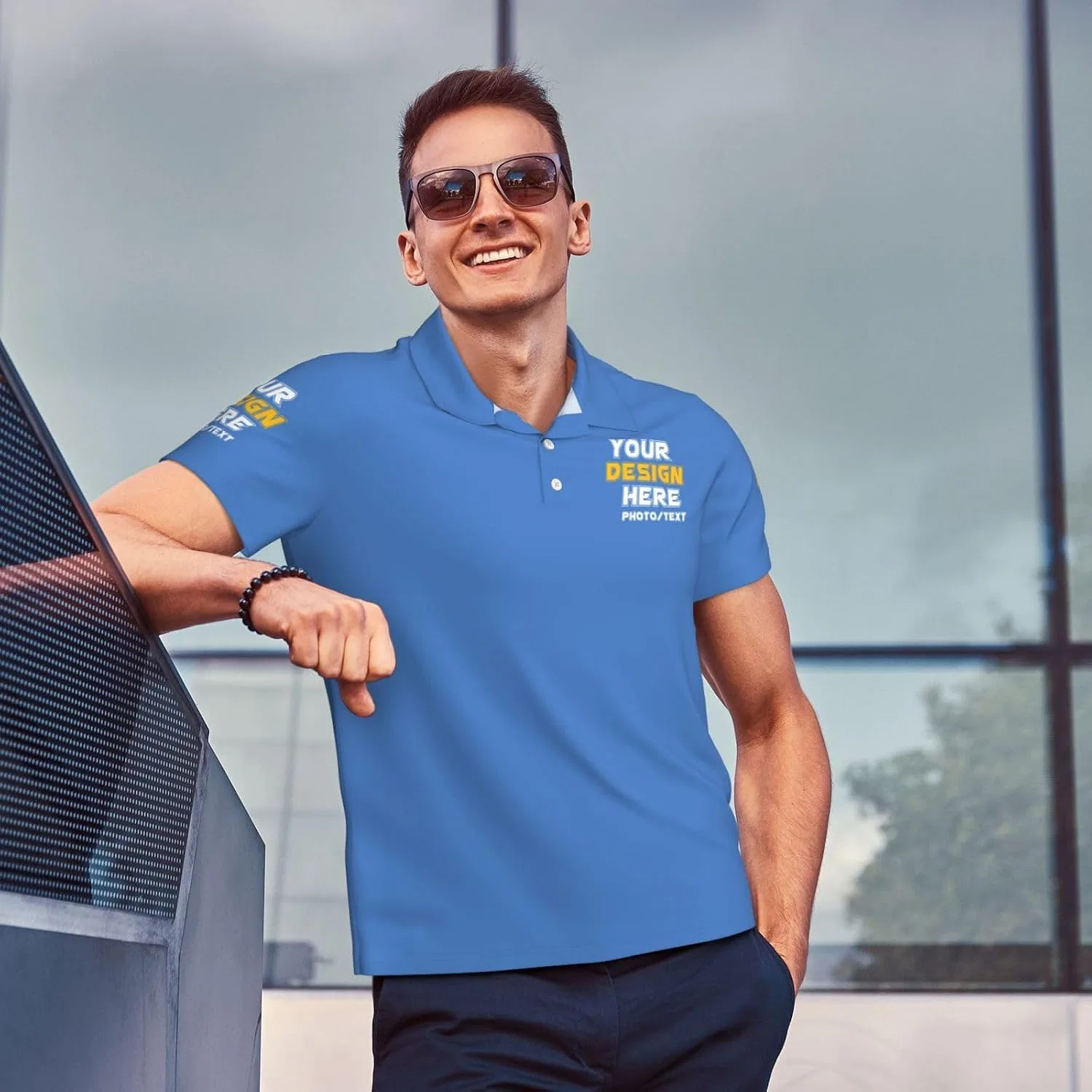 Мужская свободная кастомная футболка поло с принтом, Men’s Polo Shirts18 — фото 2