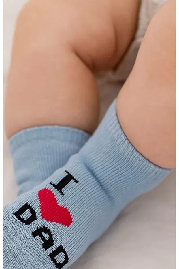 Детский комплект носков для мальчиков из хлопка 3-Piece Newborn Baby Boy Socks Set Moda, Ecru-Baby Blue-Sweet Gray