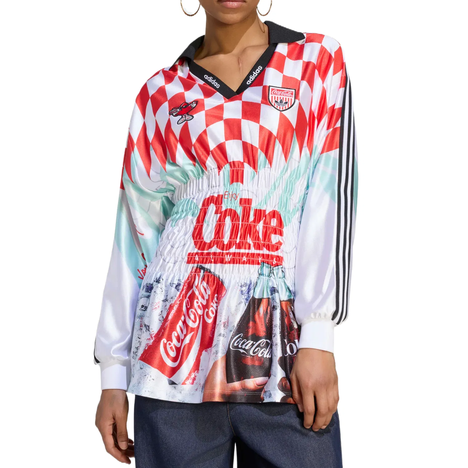 Футболка с V-образным вырезом X Coca Cola, Adidas Originals, White/Red/Mint Green/Red Brown — фото 4