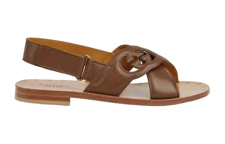 Детские сандалии Interlocking, GUCCI, Brown — фото 3