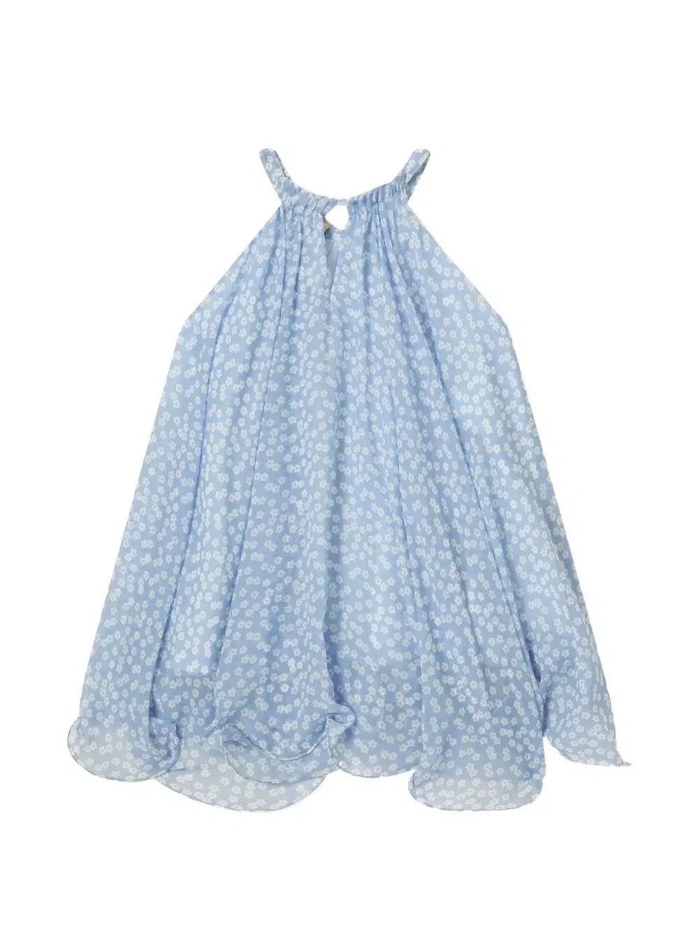 Платье с цветочным принтом и лямкой через шею Stella McCartney Kids, синий — фото 2