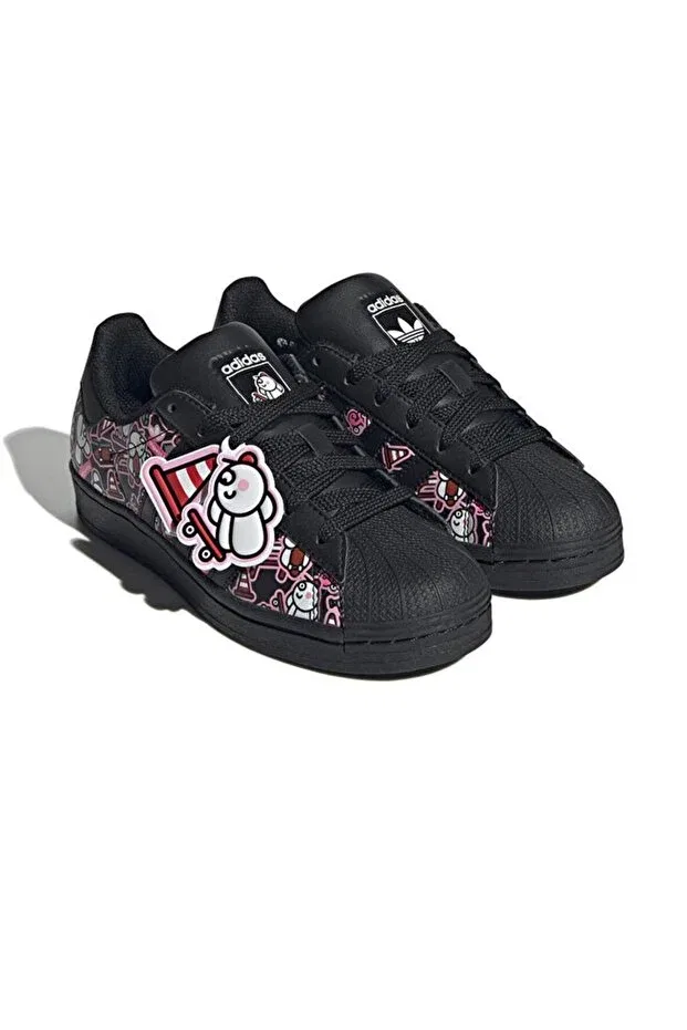 Детские кроссовки для девочек кожаные Superstar j casual sneakers Adidas, Black — фото 4