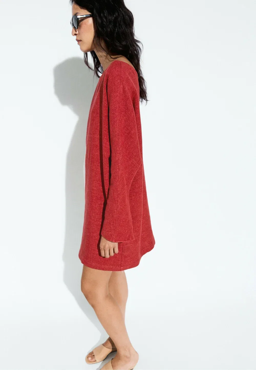 Мини-Платье с длинными рукавами - повседневное платье Massimo Dutti, Red — фото 4