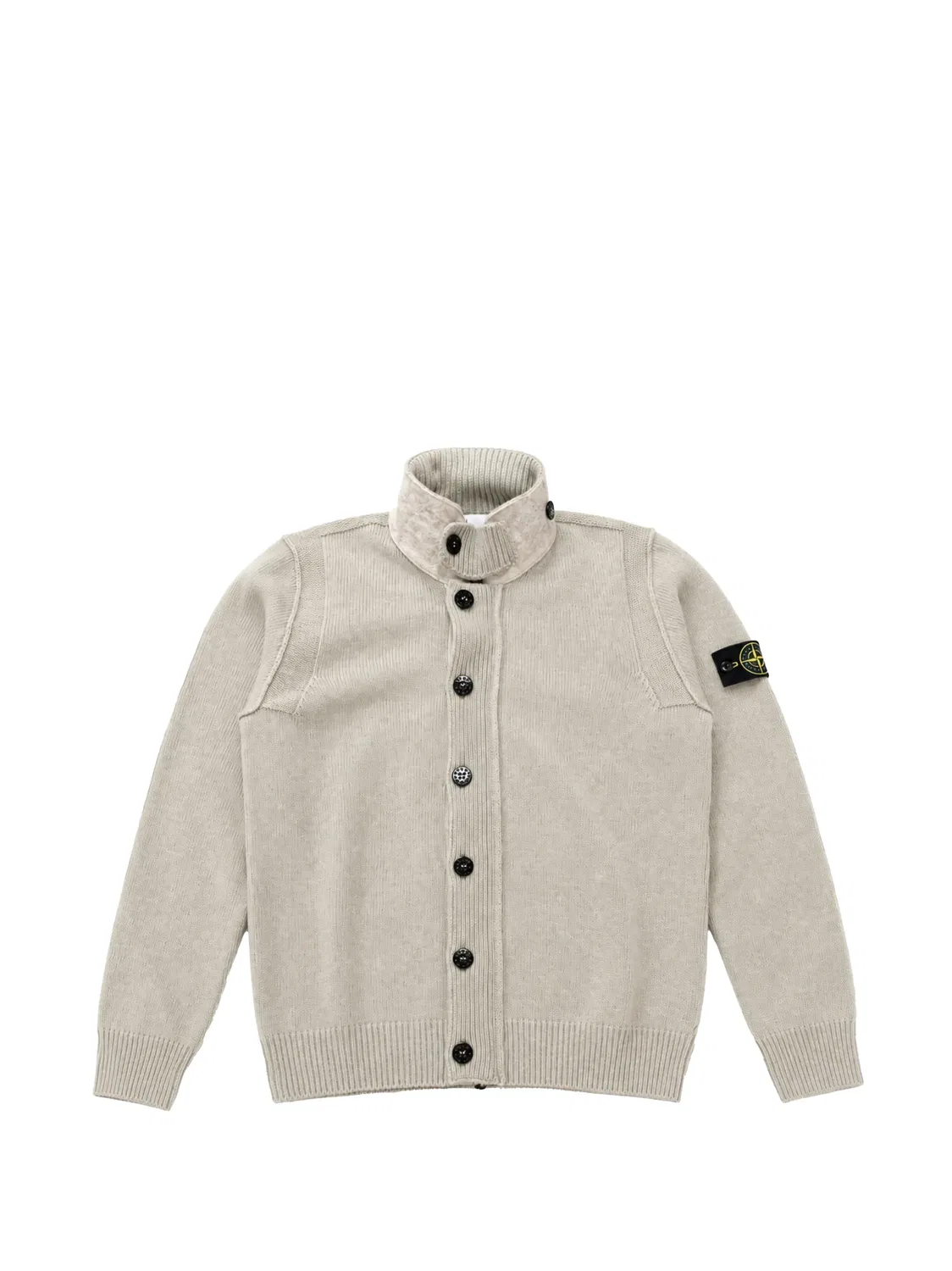 Свитер с нашивкой и логотипом на пуговицах Stone Island, нейтральные цвета