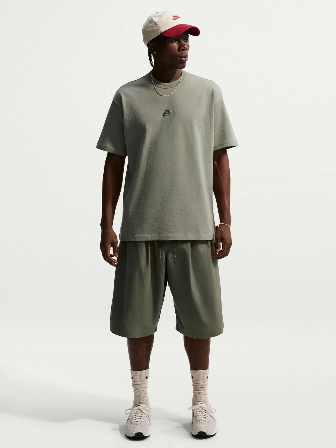 Футболка, хлопок, Premium Essentials Nike, серый