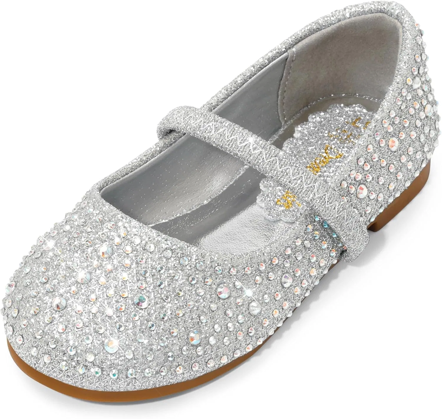 Детские балетки для девочек со стразами Mary Jane Flats DREAM PAIRS, Silver/Glitter