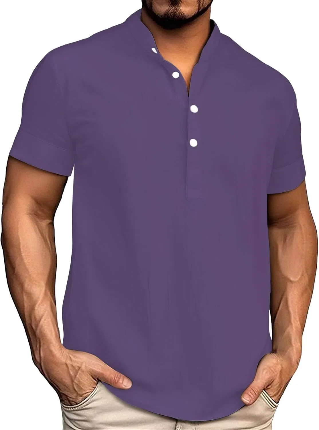 Мужская хлопковая футболка-поло с коротким рукавом, Purple