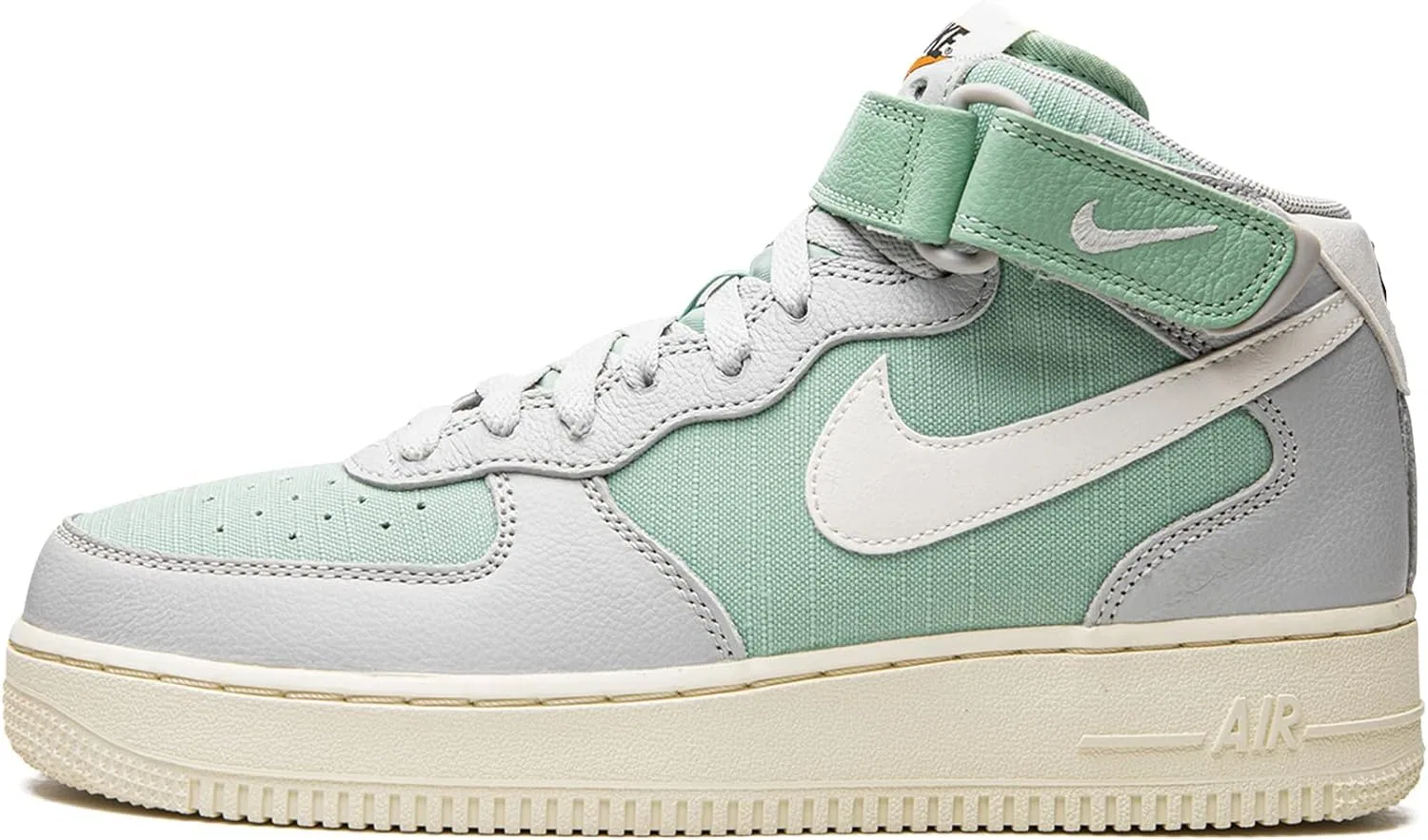 Детские кроссовки для мальчиков и девочек с кроссовками NIKE Air Force 1, Grey Fog Green Enamel Alpha Orange Sail