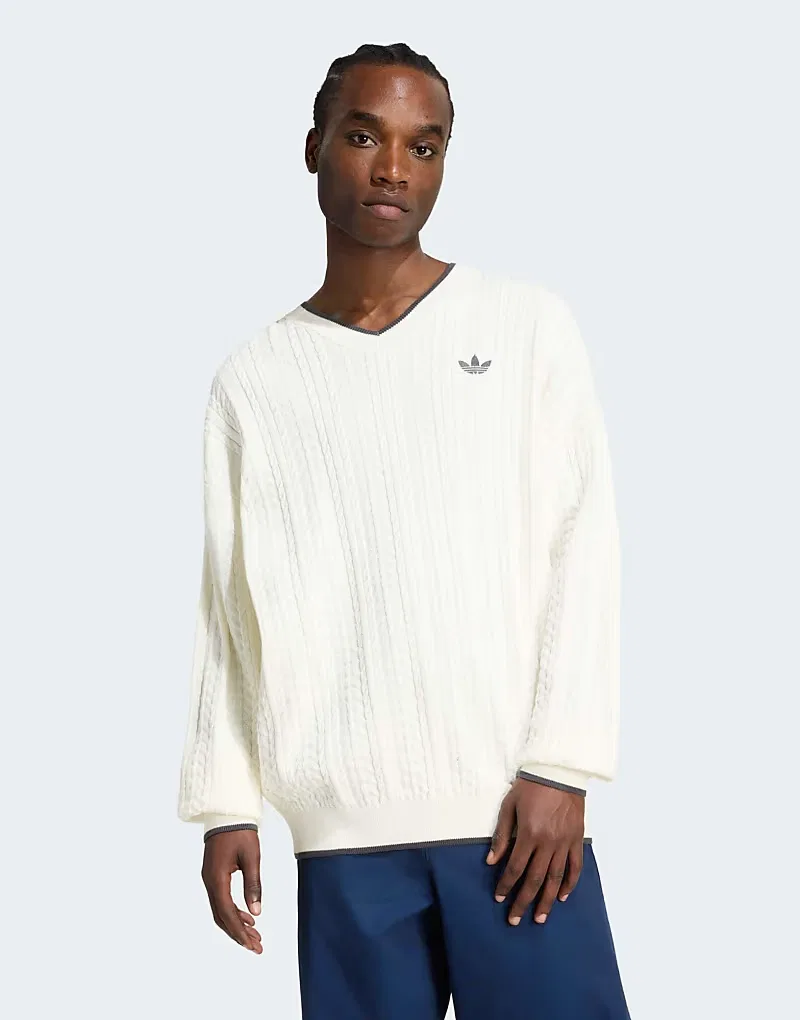 Свитшот Adidas Originals с круглым вырезом и косами, облачно-белый