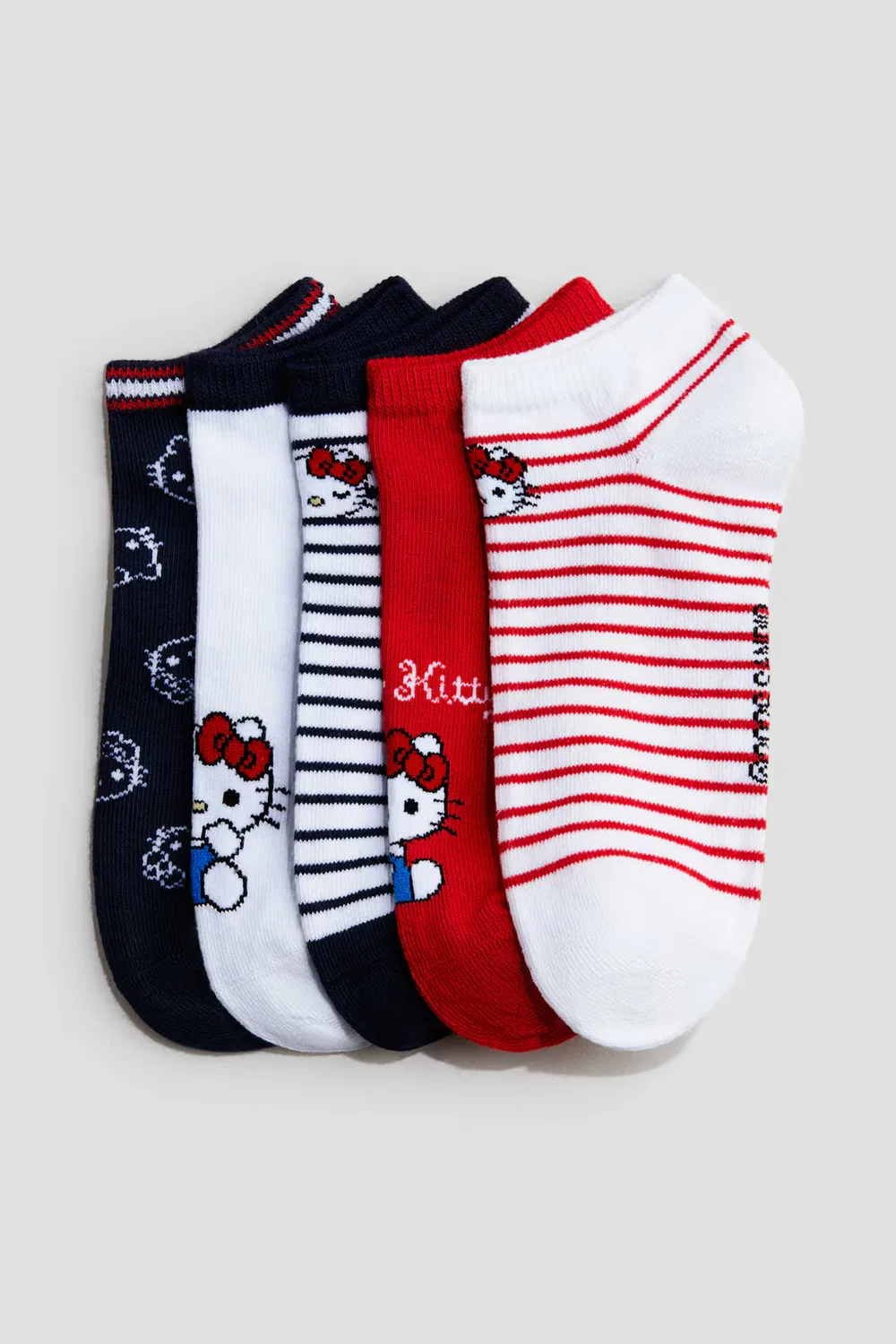 5 коротких носков в упаковке H&M, Rot/Hello Kitty