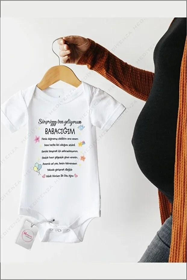 Детское боди-комбинезон для младенцев с принтом Surprise Daddy I'm Coming Hediyenza, White