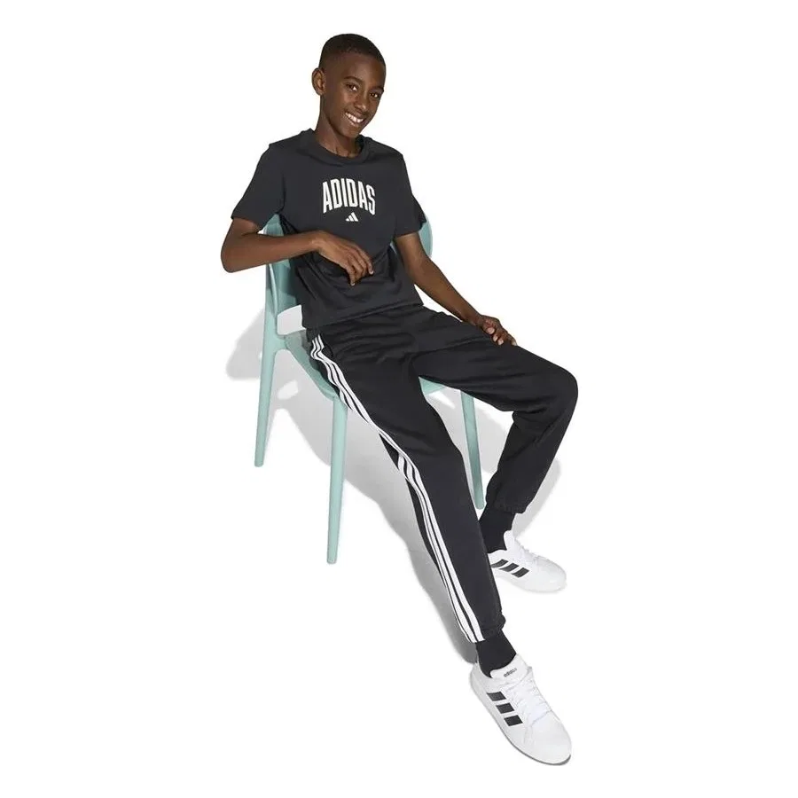 Детская футболка с принтом adidas J COLLEG T, Черный — фото 4