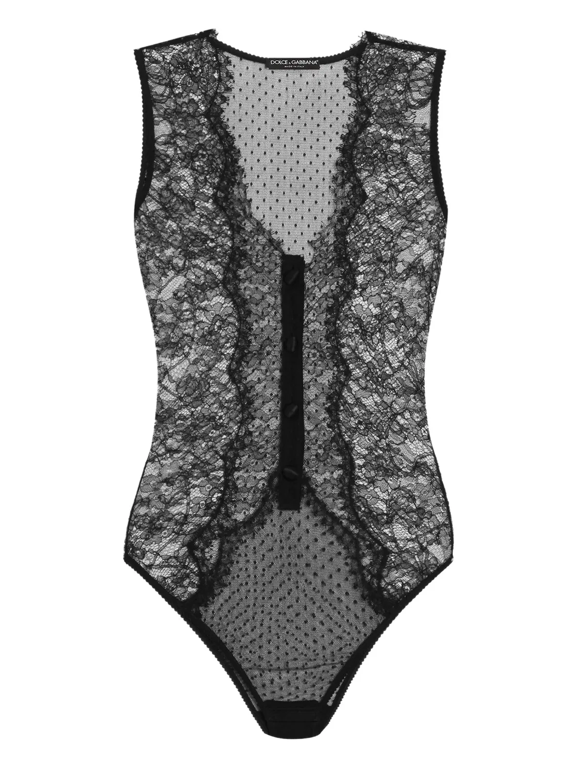 Боди с кружевными панелями Dolce & Gabbana, черный