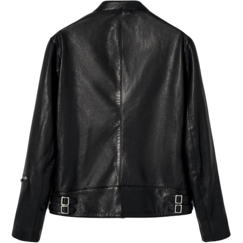 Мужская кожаная куртка с молнией Bobby Gillespie, ZARA, Black — фото 3