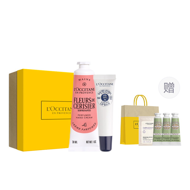 

Бальзам для рук и губ ароматный увлажняющий комплект одежды успокаивающий кожу защита от трещин ароматическая функция LOCCITANE, [Style E]Cherry Blossom Hand Cream+Shea Lip Balm