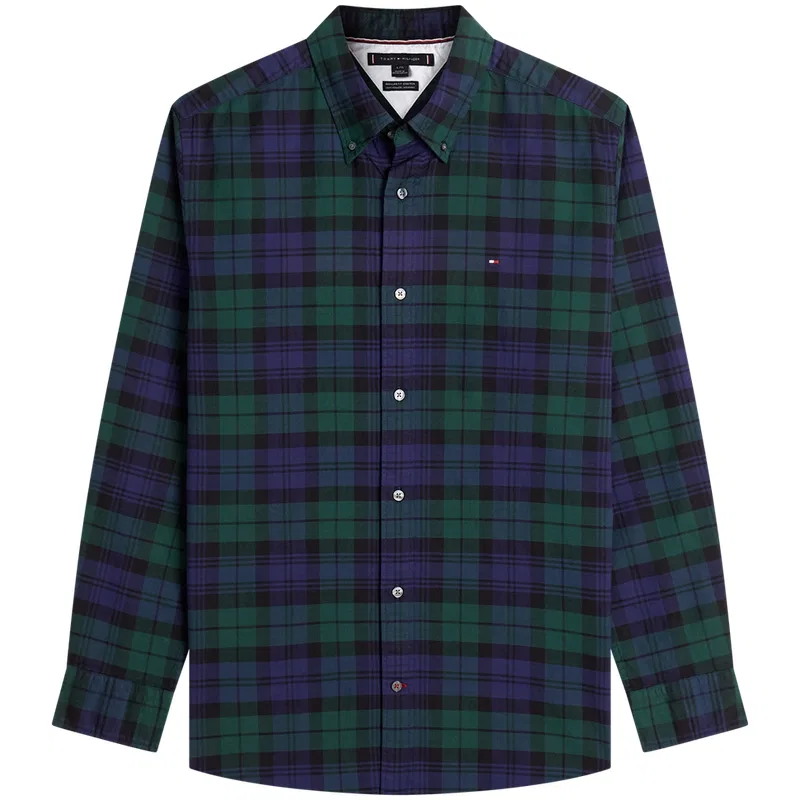 Мужская рубашка с воротником Blue Green Plaid L6K Tommy Hilfiger, Blue Green Plaid L6K