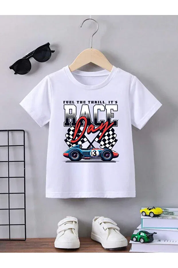Детская футболка с принтом Race Day Printed, Stil-X, White