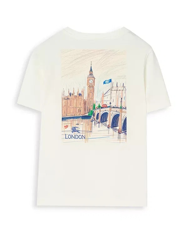 Детская футболка с принтом London Bear Cotton Tee Burberry, Chalk White — фото 2