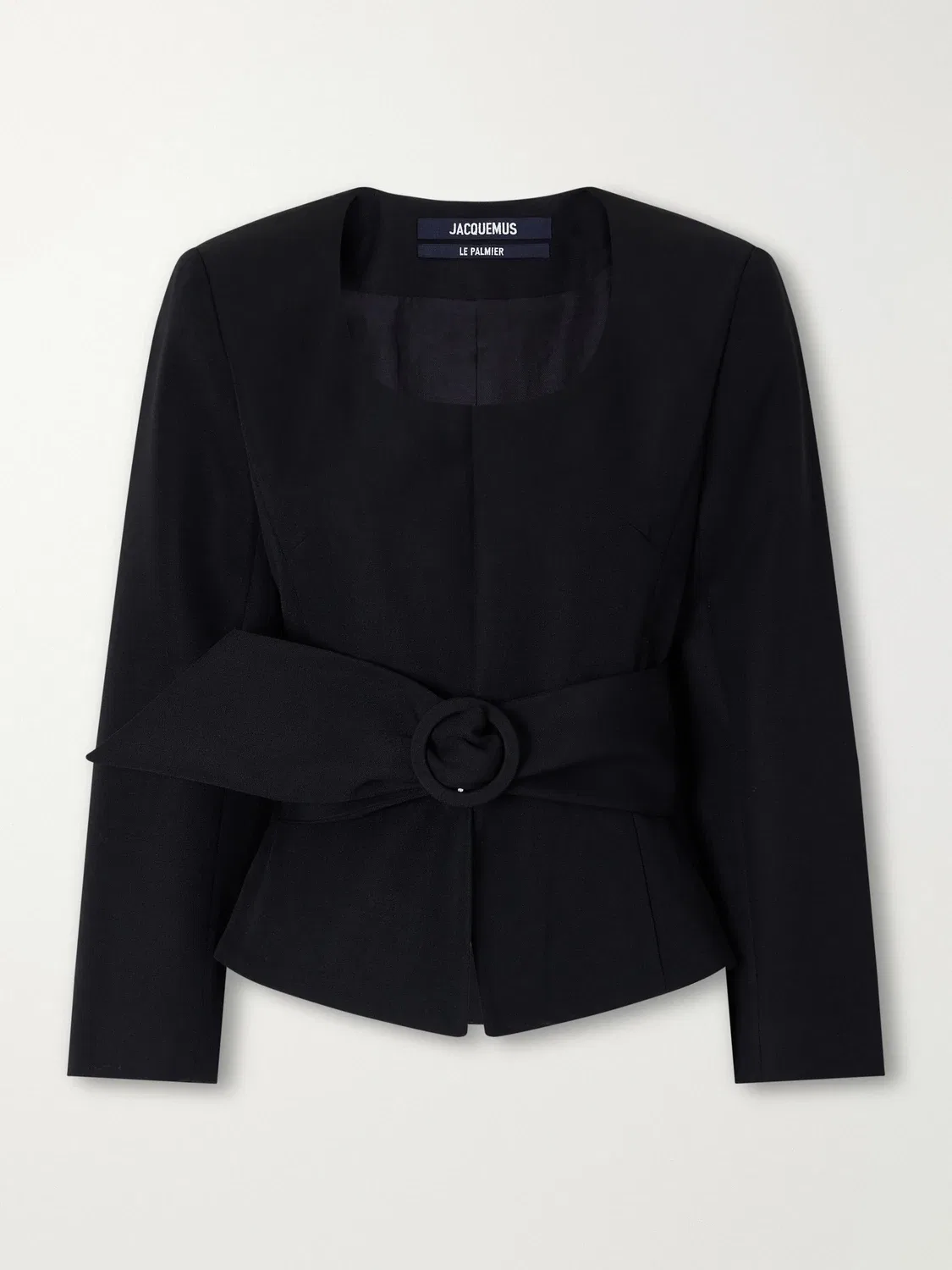 Пиджак из шерстяного крепа La Veste Miami с поясом Jacquemus, черный