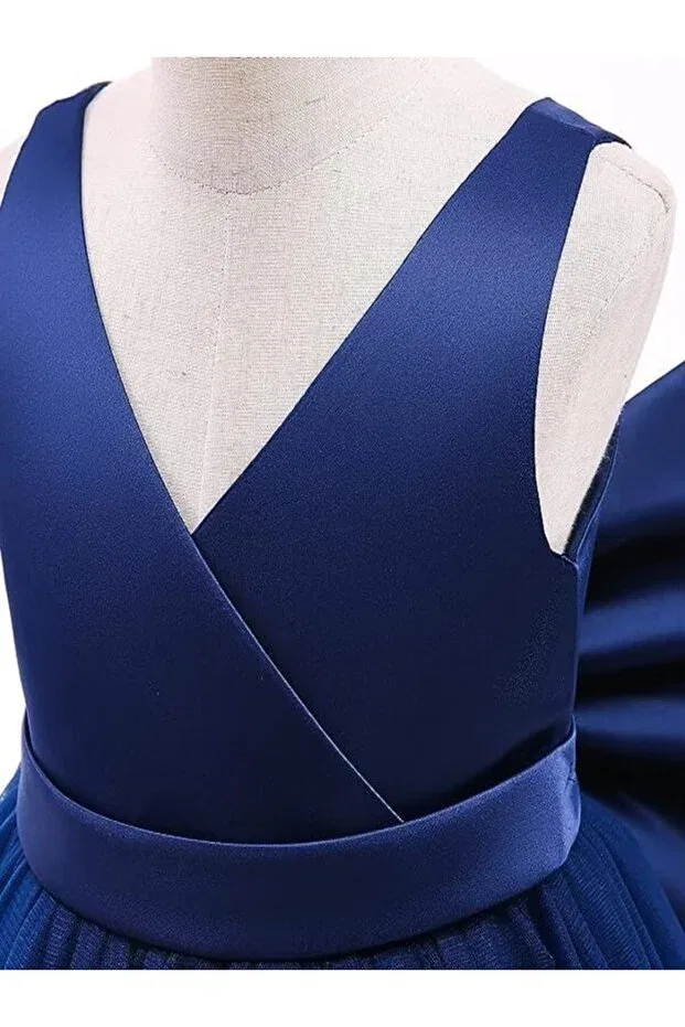 Детское платье для девочек двубортное без рукавов Tomac, Navy Blue — фото 3