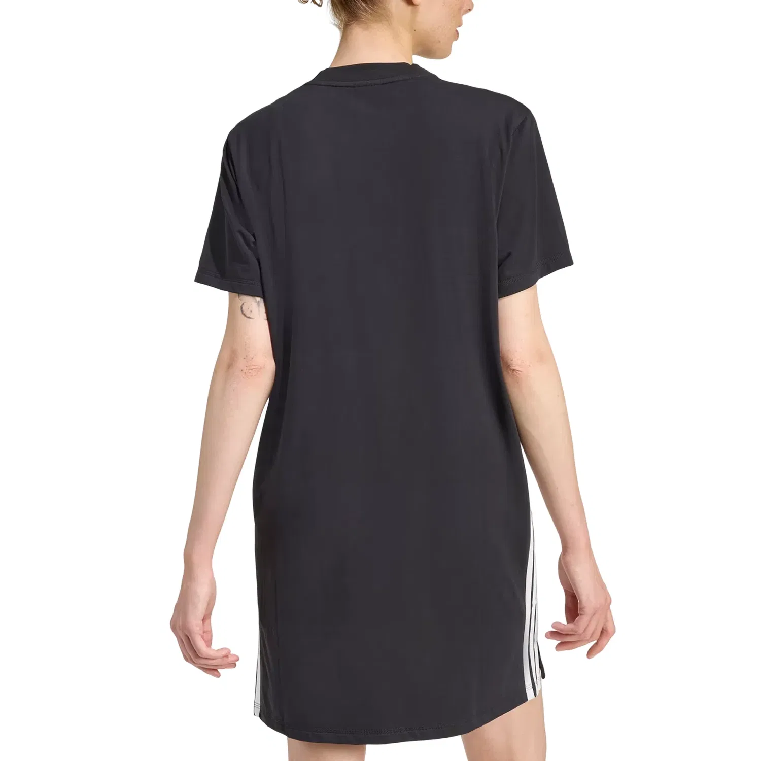 Женское платье-футболка с длинным рукавом Adidas Essential 3-Stripes T-Shirt Dress, черный — фото 2