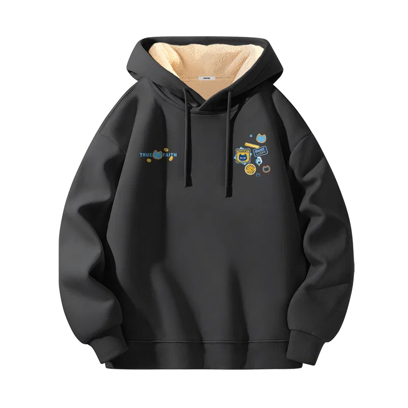 Свитшот Детский Miniso, Цвет Thermal Sherpa Dark Gray (Mb Purple Charm Sparkling Chest Logo)