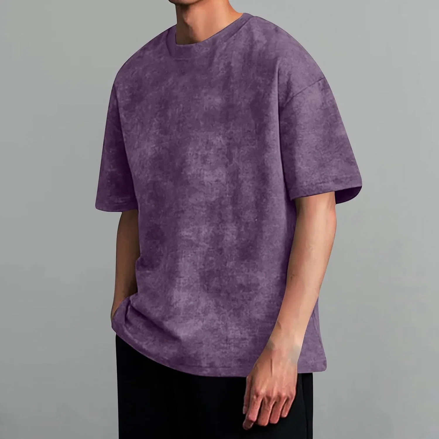 Мужская футболка оверсайз с винтажным эффектом, Purple — фото 2