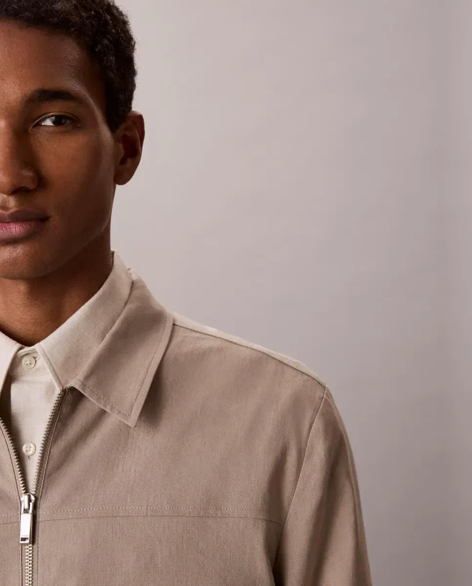 Мужская рубашка-оверсайз из льна и лиоцелла Calvin Klein, Beige — фото 3