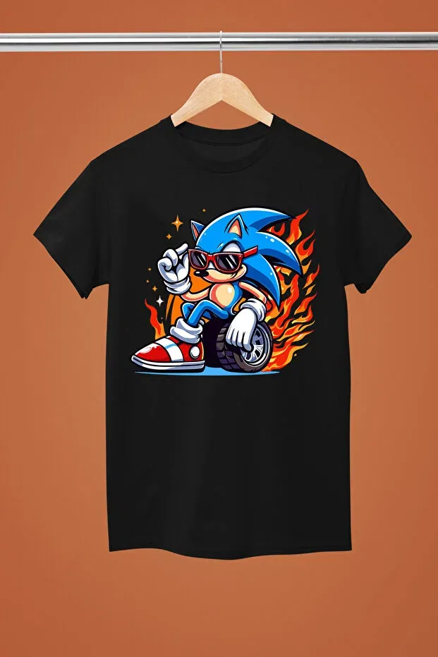 Детская футболка с принтом Sonic the hedgehog Magors, Black-1