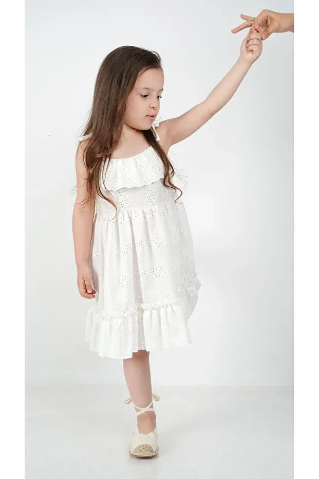 Детское платье для девочек хлопковое C.C.L. Coccolin Kids Baby Clup, White — фото 4