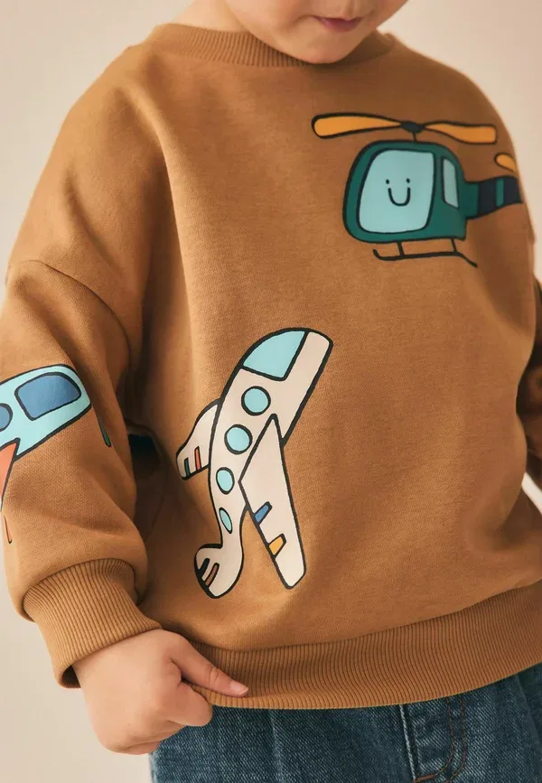 Свитшот с принтом Regular fit Next, tan brown, светло-коричневый — фото 3