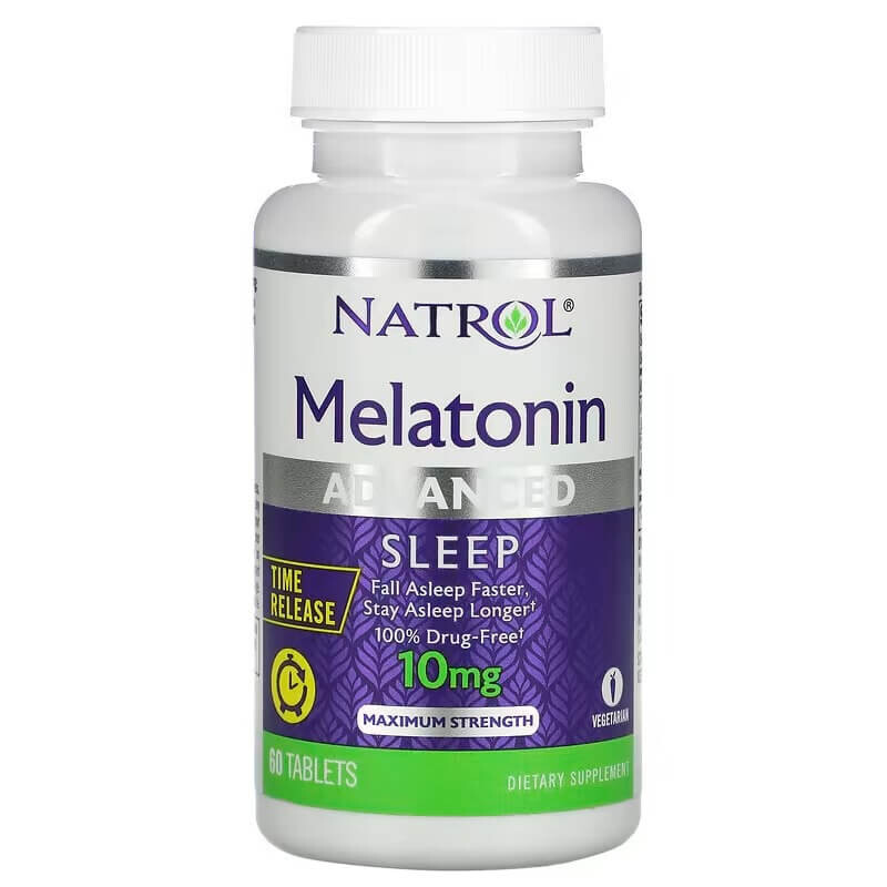 

Мелатонин Natrol улучшенный сон медленное высвобождение 10 мг, 60 таблеток