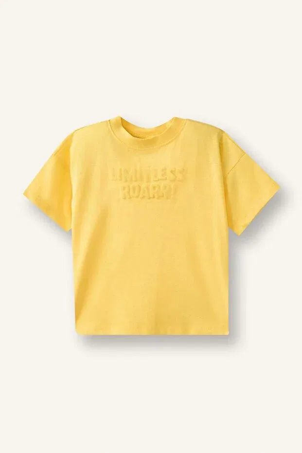 Детская футболка с принтом для мальчиков Regular fit embossed patterned short sleeve yellow t-shirt baby boy h8219a526hs Defacto, Yellow-yl268